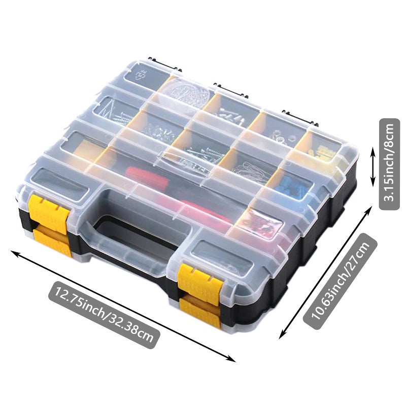AIDY-PRO Tools Organizer Box Small Parts Storage Box 34-Compartment Double Side Hardware Organizers with Removable Plastic Dividers for Screws, Nuts, Nails, Bolts - Image 5